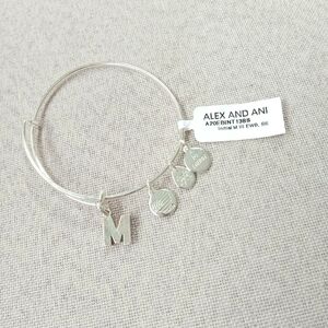 Alex and Ani Initial Letter M Silver Charm Bracelet